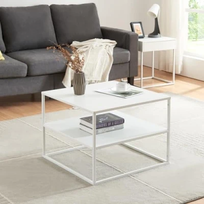 Imagen de Mesa de centro solund con 1 estante acero [en.casa] 60x60