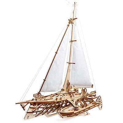 Imagen de UGEARS Trimarán Merihobus Puzzle 3D Modelo Mecánico de Madera DIY Maqueta para Construir el Barco