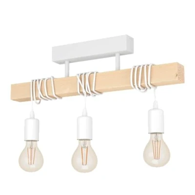 Imagen de EGLO Townshend plafón, longitud 55 cm, blanco/roble, 3 luces.