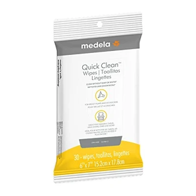 Imagen de Medela Extractor de leche limpieza rápida y toallitas para accesorios, 30 unidades, resellables, cómodas e higiénicas limpiar mesas, encimeras, sillas más
