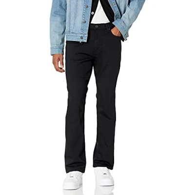 Imagen de Amazon Essentials Vaqueros Acampanados de Corte Ajustado Hombre, Negro, 32W / 32L