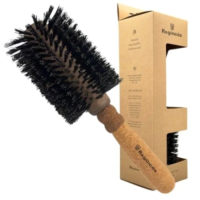 Imagen de Regincós Cepillo redondo Madera Corcho Eco E.Cork Black 870 Natural Profesional Hecho a mano Grande