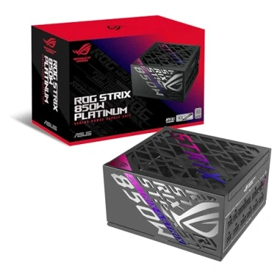 Imagen de ASUS ROG Strix 850W Platinum Fuente de alimentación Totalmente Modular, 80 Plus Platinum, ATX 3.1, GAN MOSFET, GPU First Intelligent Voltage Stabilizer, 10 años Cobertura