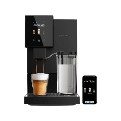 Imagen de Cecotec Cafetera Superautomática Compacta con Wifi Cremmaet Compactccino Connected. 1350W, 19 Bares, Pantalla TFT y APP, Molinillo, Tanque de Leche 400ml 1L Agua