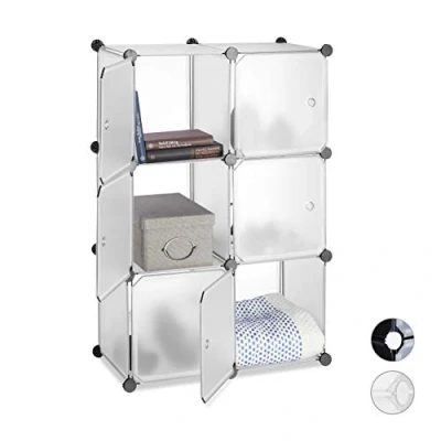 Imagen de Relaxdays Estantería Modular Cubo con 6 Compartimentos, Plástico, Transparente, 97.5 x 66 32 cm