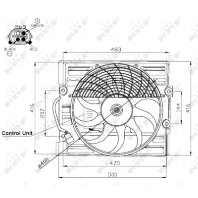 Imagen de NRF 47481 Ventilador de radiador 400 12 200 con bastidor (armazón) unidad control