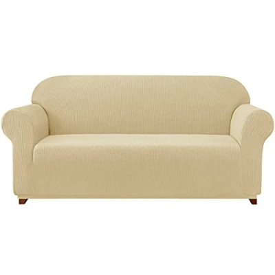 Imagen de subrtex 1 Pieza Funda Sofa Elasticas Fundas de Antideslizante Cubierta Forros para Sofas Anti Arañazos Ajustable Protector (3 Plazas, Caqui)