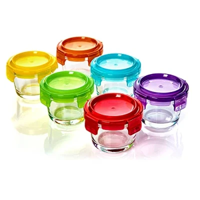 Imagen de Bambuswald© 6 tarros de 120ml con cierre clic Botes sellables y herméticos, para microondas congelador Fiambreras cristal