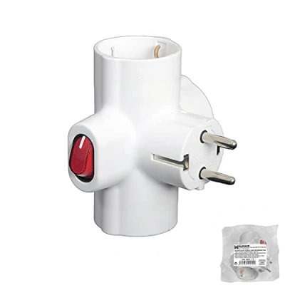 Imagen de WOLFPACK LINEA PROFESIONAL Adaptador / Ladron Triple Schuko 16 A 250v Con Interruptor
