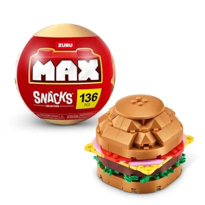 Imagen de MAX Premium Snacks Building Bricks Collection (Hamburguesa) de ZURU. Ladrillos construcción para Adolescentes, Adultos y coleccionistas. Construye, colecciona Muestra tu colección deliciosos