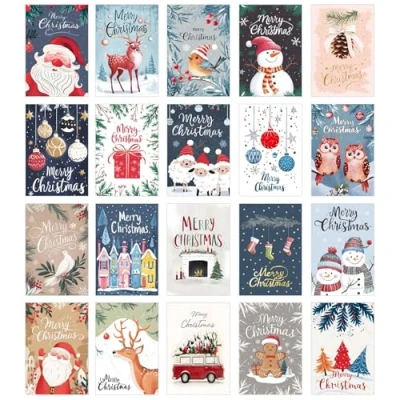 Imagen de Edition Seidel Juego de 20 tarjetas Navidad exclusivas con sobre, dobles/plegables postales