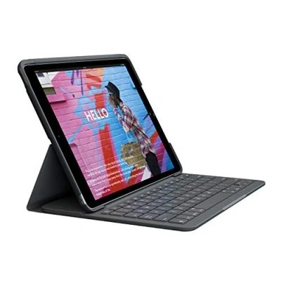 Imagen de Funda con teclado Logitech Slim Folio, Bluetooth, para iPad 2019 10.2&quot;, Teclas de acceso directo, Tres modos uso, Batería hasta cuatro años, Gris