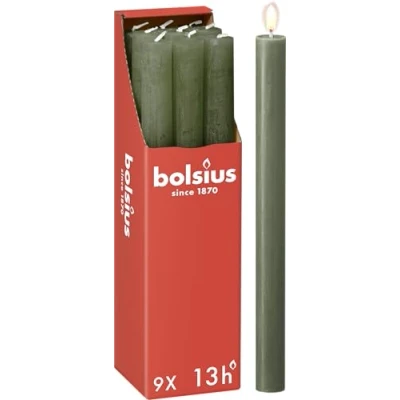 Imagen de Bolsius Dinner Candle Rustic Fresh Olive 27 cm 9 Pieces