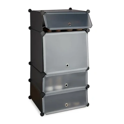 Imagen de Relaxdays Zapatero Estrecho Modular con 4 Compartimentos, Negro, 91 X 49 36.5 Cm