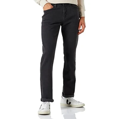 Imagen de Amazon Essentials Pantalón Vaquero Elástico de Ajuste Deportivo Hombre, Negro Efecto Lavado, 28W / 30L