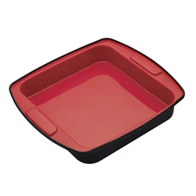 Imagen de MasterClass Molde Cuadrado para Tartas/Bandeja Asar, Silicona, Rojo/Negro, 23 cm