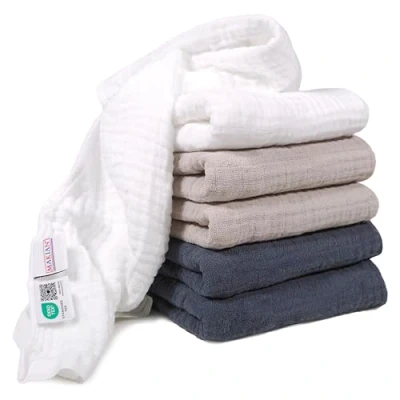 Imagen de MAKIAN Pack de 6 Muselinas Bebe Algodon, Paños Muselina para Algodon 100%, Doble Capa, Gasas Bebes 80x80 cm Gris/Greige/Blanco