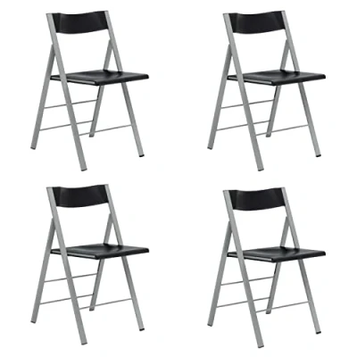 Imagen de duehome Pack 4 Sillas Plegables, Silla Auxiliar, Modelo Pisa, Acabado en Negro, Medidas: 45,5 cm (Ancho) x 47 (Largo) 78,5 (Alto)
