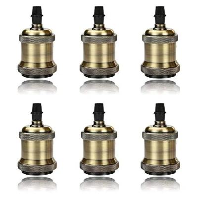 Imagen de Wuudi 6 enchufes de lámpara vintage Edison E27 zócalo techo base colgante adaptador bronce