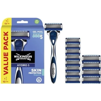 Imagen de Wilkinson Sword Hydro 5 Skin Protection Regular Maquinilla de Afeitar Hojas con 13 Recambios Banda Lubricante Enriquecida Pro Vitamina B5