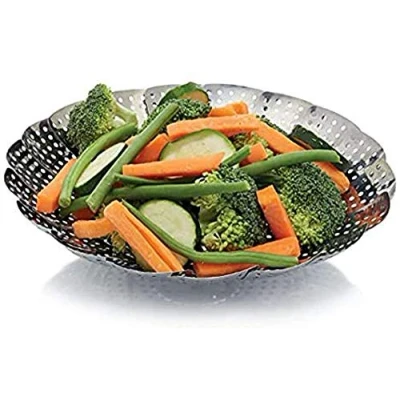 Imagen de KitchenCraft Cesta Vaporera de Comida para Ollas con un Diseño Plegable, Acero Inoxidable, 23 cm