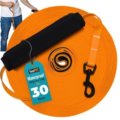 Imagen de Total Pet correa de entrenamiento para perros, resistente al agua, larga recuperación y obediencia, extra larga, adecuada perros todos los tamaños (30 m)