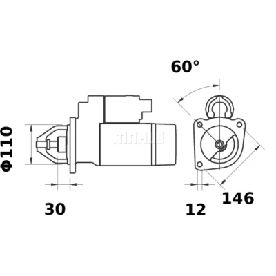 Imagen de MAHLE ORIGINAL MS 107 Motor de arranque 12 2,7 9 110,0