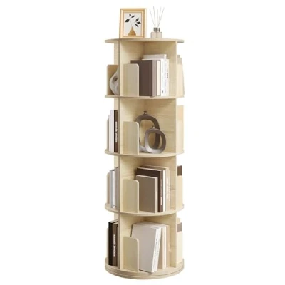 Imagen de EUGAD Estanteria Giratoria, Libreria de 4 Niveles y 16 Comportamientos, Libros Giratoria 360, Almecenaje para Oficina, Salón, Habitación Infantil, Estudio, Roble Claro