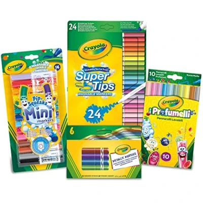 Imagen de CRAYOLA Juego de rotuladores lavables y perfumados para niños, tamaño conveniente, 4 cajas, actividades creativas el hogar la escuela, regalo cumpleaños, a partir 6 años