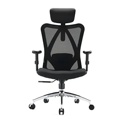 Imagen de SIHOO Silla Ergon¨®Mica de Oficina,Silla Escritorio con Soporte Lumbar Ajustables,Reposacabezas y Apoyabrazos,Malla Giratoria,Mecanismo Inclinaci¨®n,Carga m¨¢xima 150 kg/330LB, Naranja