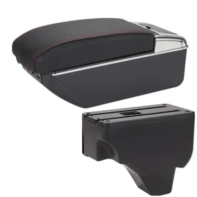 Imagen de NINOMA Usar Todo año Caja De Almacenamiento Apoyabrazos Consola Central, Accesorios Modificación Piezas Interiores Coche para Peugeot 208 2008 2019 2024(B1 Black Red 7USB)