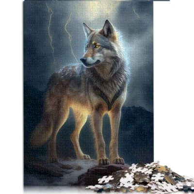 Imagen de Puzzle de lobo 1000 piezas para adultos y niños, cartón reciclado, antiestrés, desafío difícil, 10,27 x 14,96 pulgadas