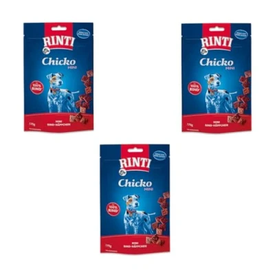 Imagen de Rinti Chicko Mini Pequeños trozos de vacuno en pack 170 g Recibirás 9 paquetes/s; Contenido del paquete: