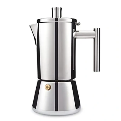 Imagen de GNCHome Cafetera italiana 12 tazas de Acero Inoxidable para Cocina inducción, vitroceramica, electrica y gas express italianas. 550 ml