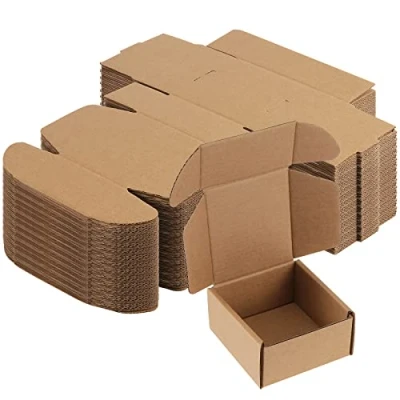 Imagen de JEUIHAU Paquete de 100 cajas embalaje 10 x 5 cm, postales pequeñas, cartón corrugado, para mudanzas, embalaje, correo, envío (marrón)