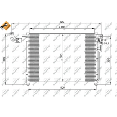 Imagen de NRF EASY FIT 35852 Condensador con secador, junta anular 14,2 9,3 Aluminio 480 KIA: RIO 2