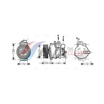Imagen de PRASCO AIAK262 Compresor de Aire Acondicionado 6SEU14C R 134 a AUDI: A4 B6 Berlina, Avant, A6 C6 Berlina