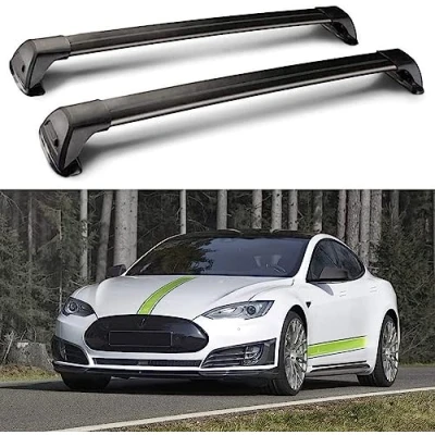 Imagen de 2 Piezas Coche Barras De Techo Portaequipajes para Tesla Model S Sedan with Pano Roof 2016 2022 2023 2024, Baca Transversales Exteriores Accesorios