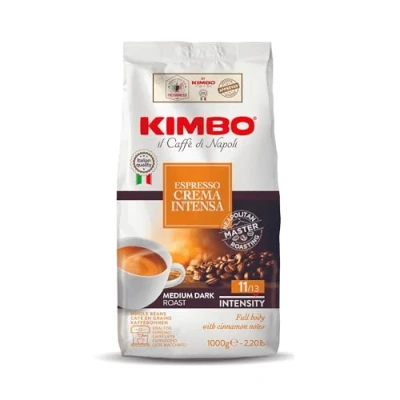 Imagen de Granos de Café Enteros Kimbo Crema Intensa, Tueste Medio, Bolsa 1kg