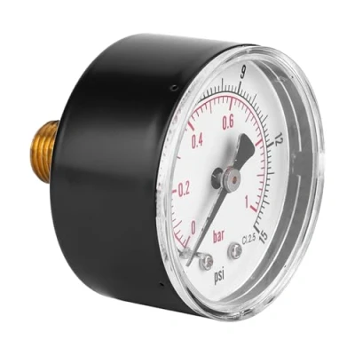 Imagen de Medidor de Presión Doble Escala, Pantalla Dial 50 MM, Gas, Aire, Agua, 1/4 BSPT（0 15psi 0 1bar）