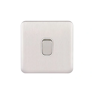 Imagen de Schneider Electric GGBL1012WSSS Lisse Deco 10AX 1G 2W Interruptor WSS sin tornillos, 240 V, acero inoxidable