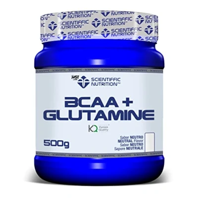 Imagen de Scientiffic Nutrition BCAA + Glutamina, Mejor Recuperación Muscular, Aminoácidos Esenciales, Mejora del Rendimiento, Aumento de Energía, en Polvo Sabor Neutro, 500g.