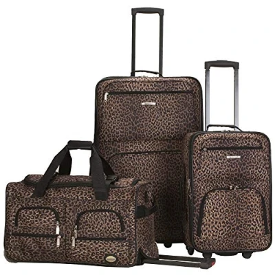 Imagen de Rockland Juego de Equipaje 3 Piezas, Transparente, Leopardo, Talla única, Vara Softside (3 Piezas)
