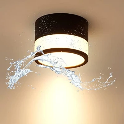 Imagen de Temgin Downlight Techo 12W IP65 3000K Foco LED Interior Ø10cm Negro Lampara Focos Blanco Cálido Aluminio para Baño Cocina Pasillo Salon Lavadero Dormitorio