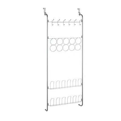 Imagen de Wenko Organizador de Puerta, Estante Puerta versátil para Colgar Ropa, Bufandas y Zapatos, Colgante Armario vestidor, 59 x 150,5 18,5 cm, Metal con Recubrimiento en Polvo, Plata