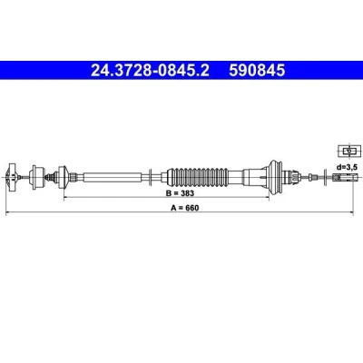 Imagen de ATE 24.3728 0845.2 Cable de Embrague con reajuste automático PEUGEOT: 206 Hatchback, SW