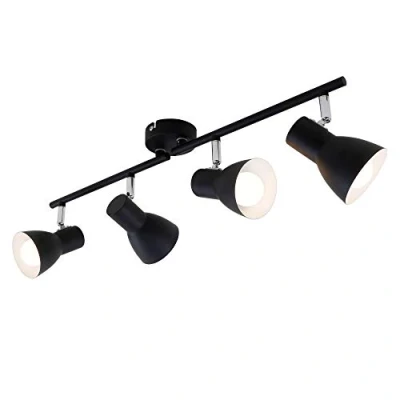 Imagen de BRILONER Leuchten Plafón, Techo, Foco Giratorio, 4X E14, máx. 25 vatios, Retro, 605x80x150 mm (Largo x Ancho Alto), negro, reflector interior blanco
