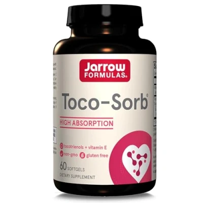 Imagen de Jarrow Formulas, Toco Sorb, Tocotrienoles Mixtos y Vitamina E, 60 Cápsulas blandas, Probadas en Laboratorio, Sin Gluten, Soja, No GMO