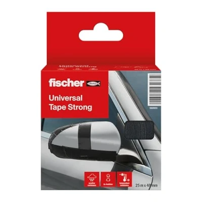 Imagen de fischer cinta americana negra extra fuerte para exterior e interior, adhesiva reparar/sellar fugas agua, 25 m x 48 mm, Negro