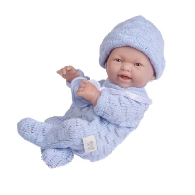 Imagen de JC TOYS Muñeco Mini La Newborn Mide 24 cm, es de Vinilo Suave, Tiene Ropa Punto y Chupete, Azul, diseñado en España por Berenguer, +2 años